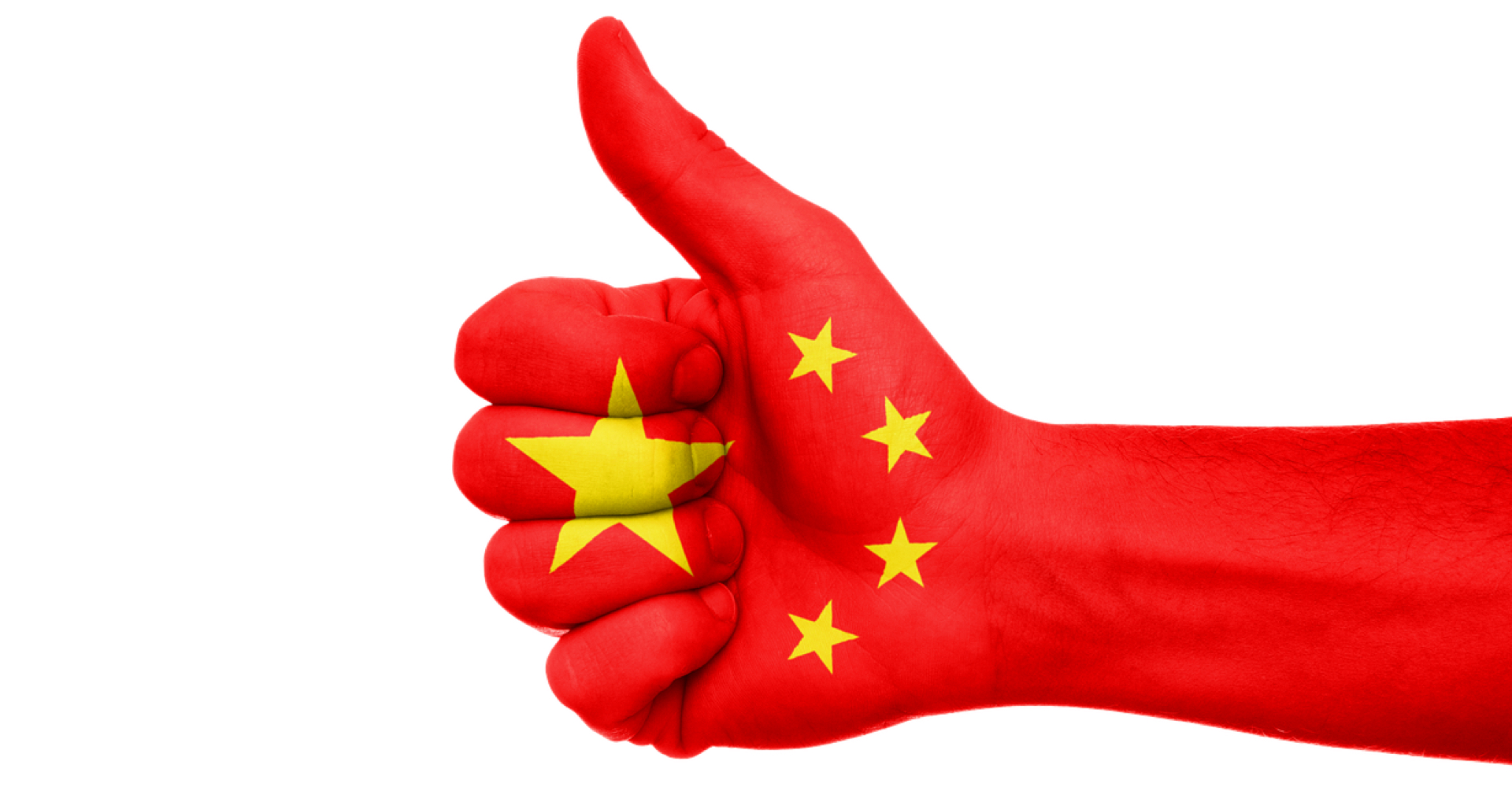 China Flagge Daumen-uo Hand Geste